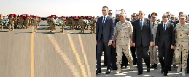 الرئيس السيسي يتقدم جنازة شهداء حادث سيناء الإرهابي