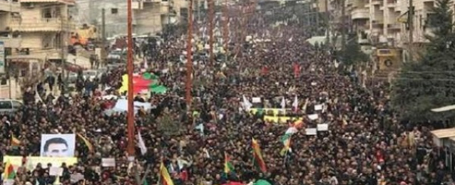 مظاهرة حاشدة في عفرين ضد العملية العسكرية التركية