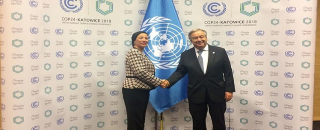 وزيرة البيئة تبحث مع الأمين العام للأمم المتحدة قضية تغير المناخ ودور مصر المحورى بيئياً