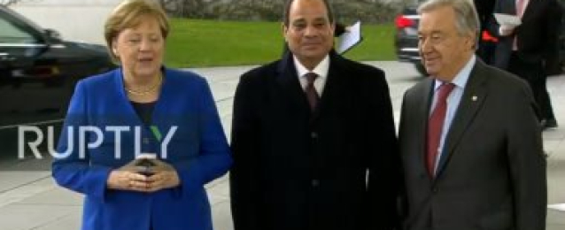 الرئيس السيسي يصل مقر انعقاد مؤتمر برلين حول الأزمة فى ليبيا