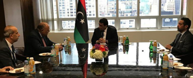 شكري يبحث العلاقات الثنائية مع رئيس المجلس الرئاسي الليبي